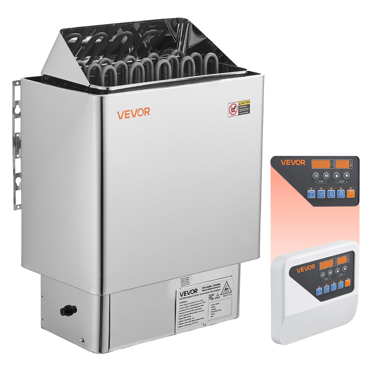 VEVOR sauna heater 9kW front view shows compact, powerful heat flow for mid-sized saunas