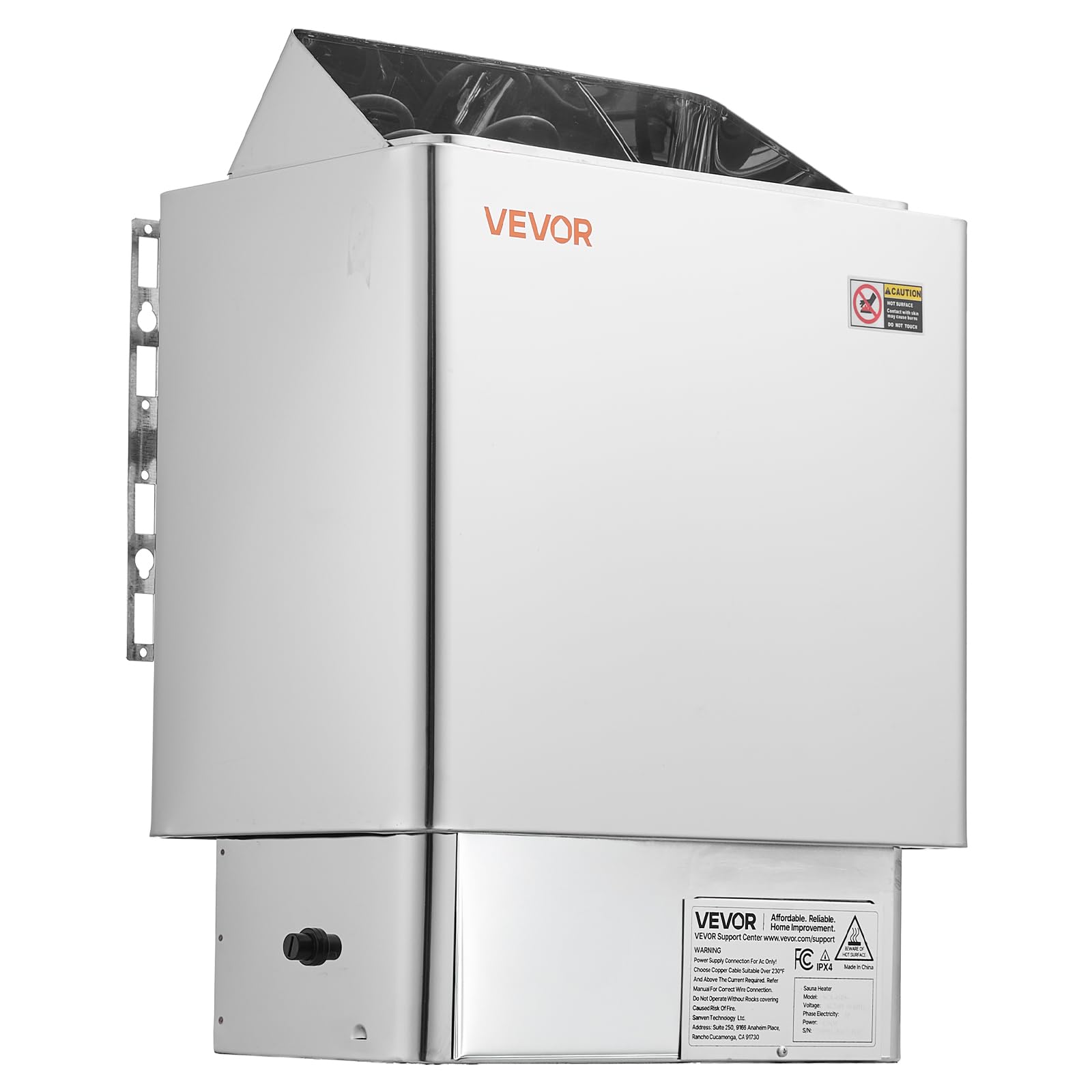 VEVOR sauna heater room coverage graphic for 317.8 to 459 cu ft spaces