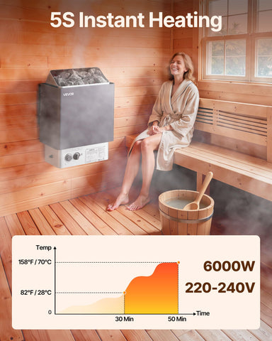 VEVOR sauna heater corrosion-resistant shell protects unit in humid spaces