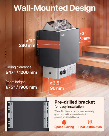 VEVOR heat dispersion illustrates even warming across the sauna space.