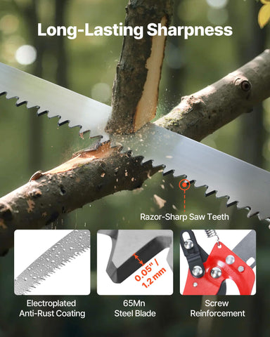 VEVOR blade holes help clear wood chips for cleaner pruning