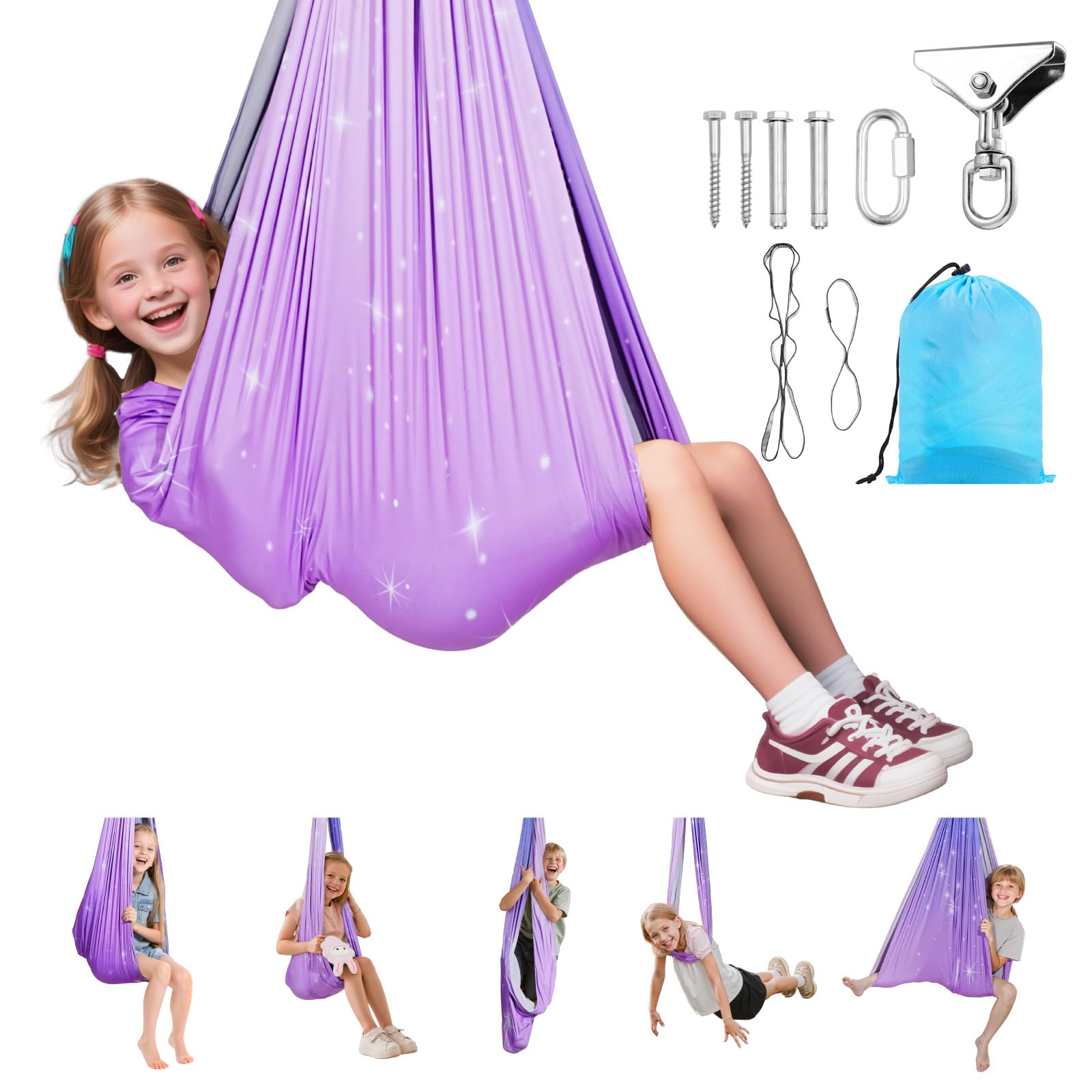 VEVOR sensory swing with double-layer fabric hammock for calm, cozy play