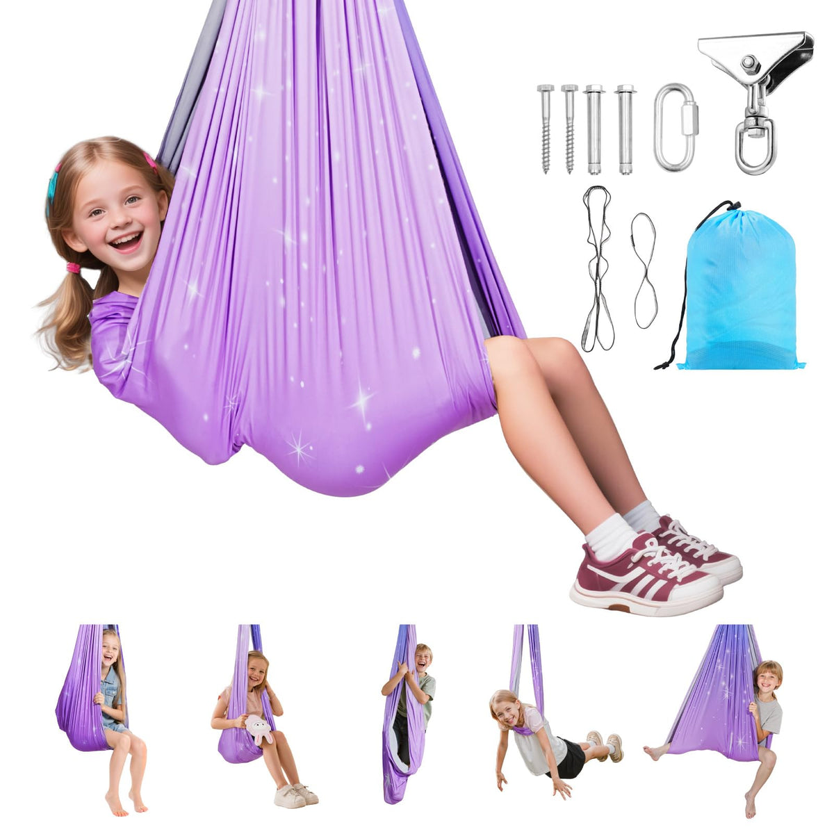 VEVOR sensory swing with double-layer fabric hammock for calm, cozy play