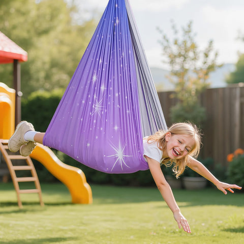 Roomy 55 by 59 inch cocoon space for kids and adults