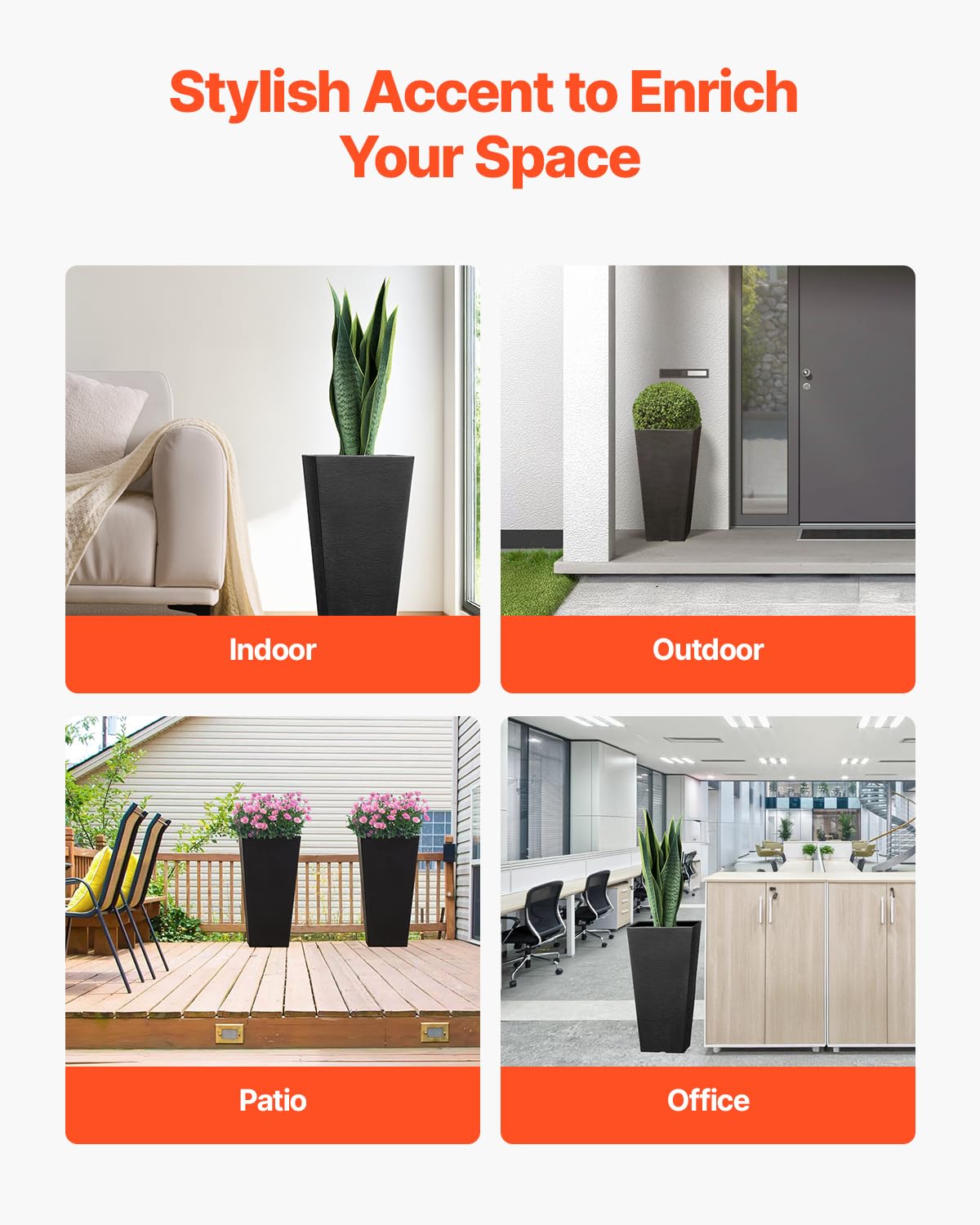 VEVOR set of 2 planters for versatile outdoor and indoor displays.