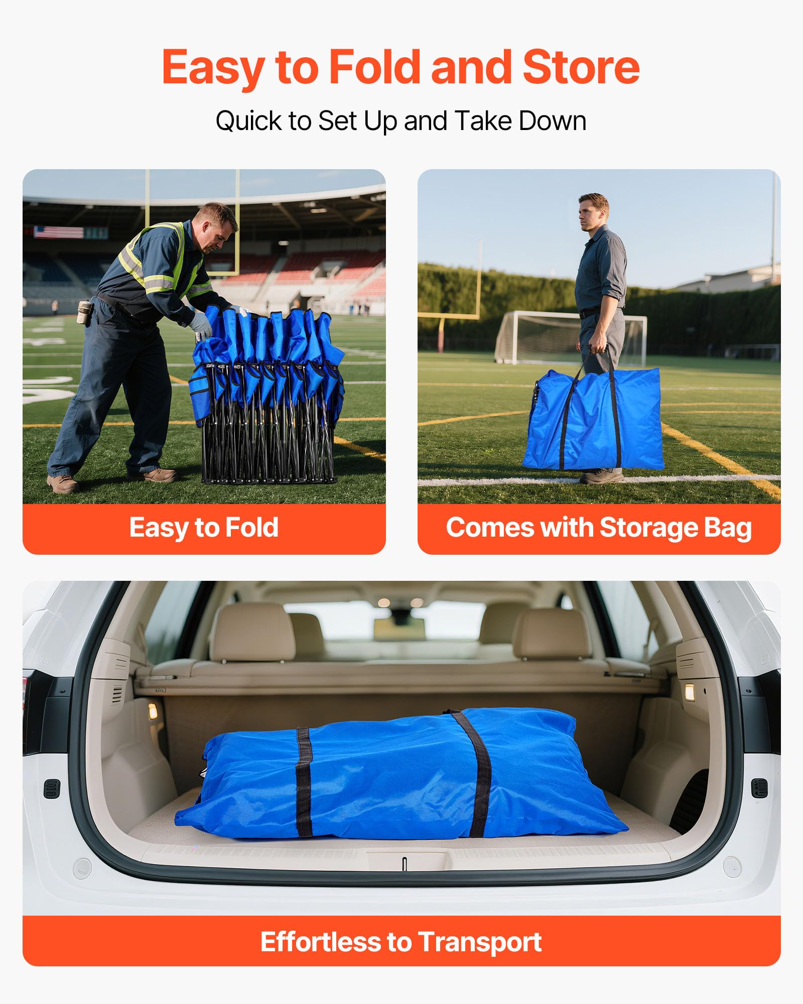 VEVOR sideline bench ready in seconds for events.