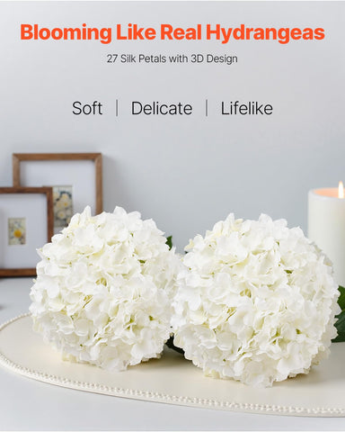 VEVOR silk hydrangea full bloom 9.8-inch height elevates DIY arrangements.