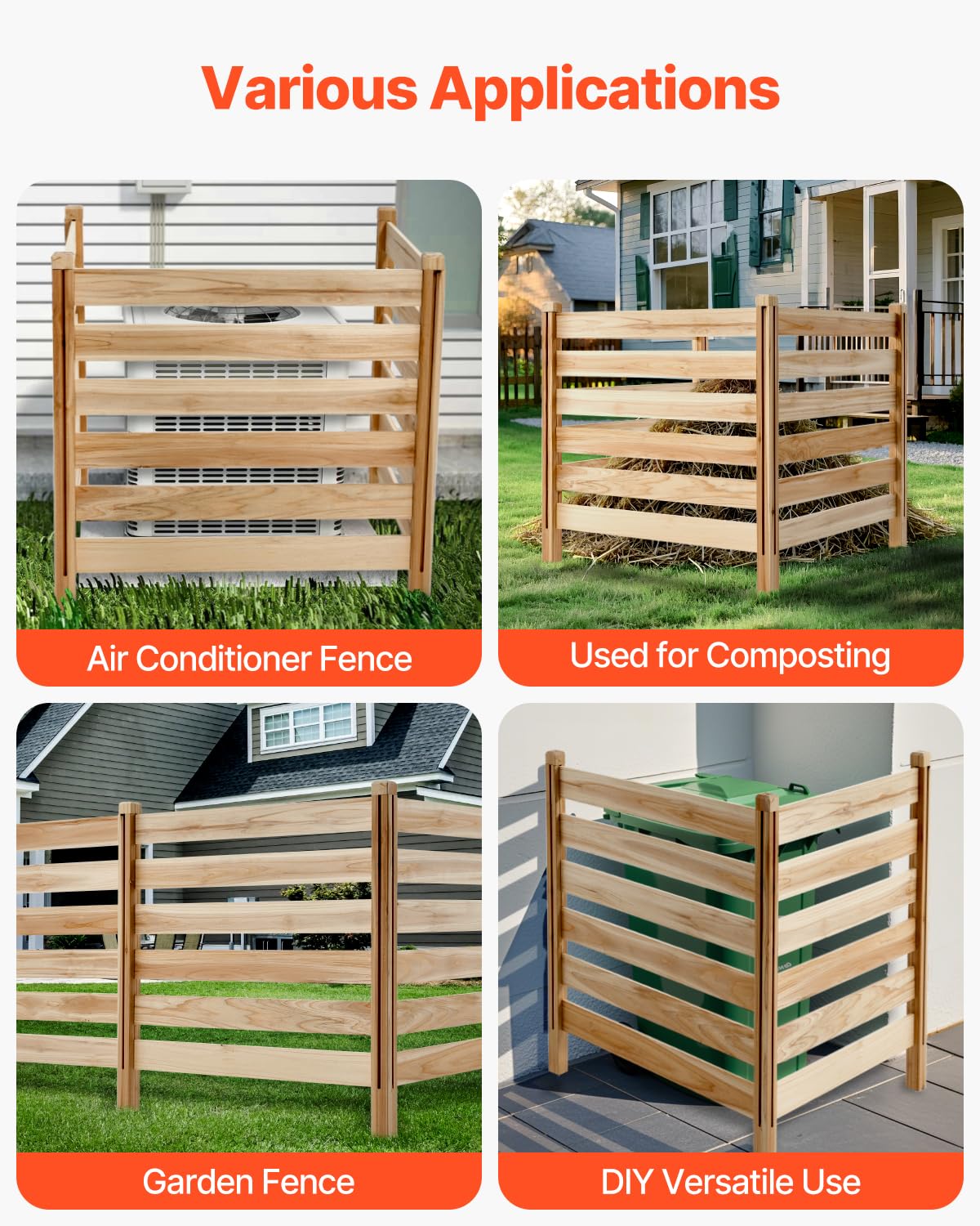 VEVOR slatted privacy screen design complements outdoor decor while concealing clutter