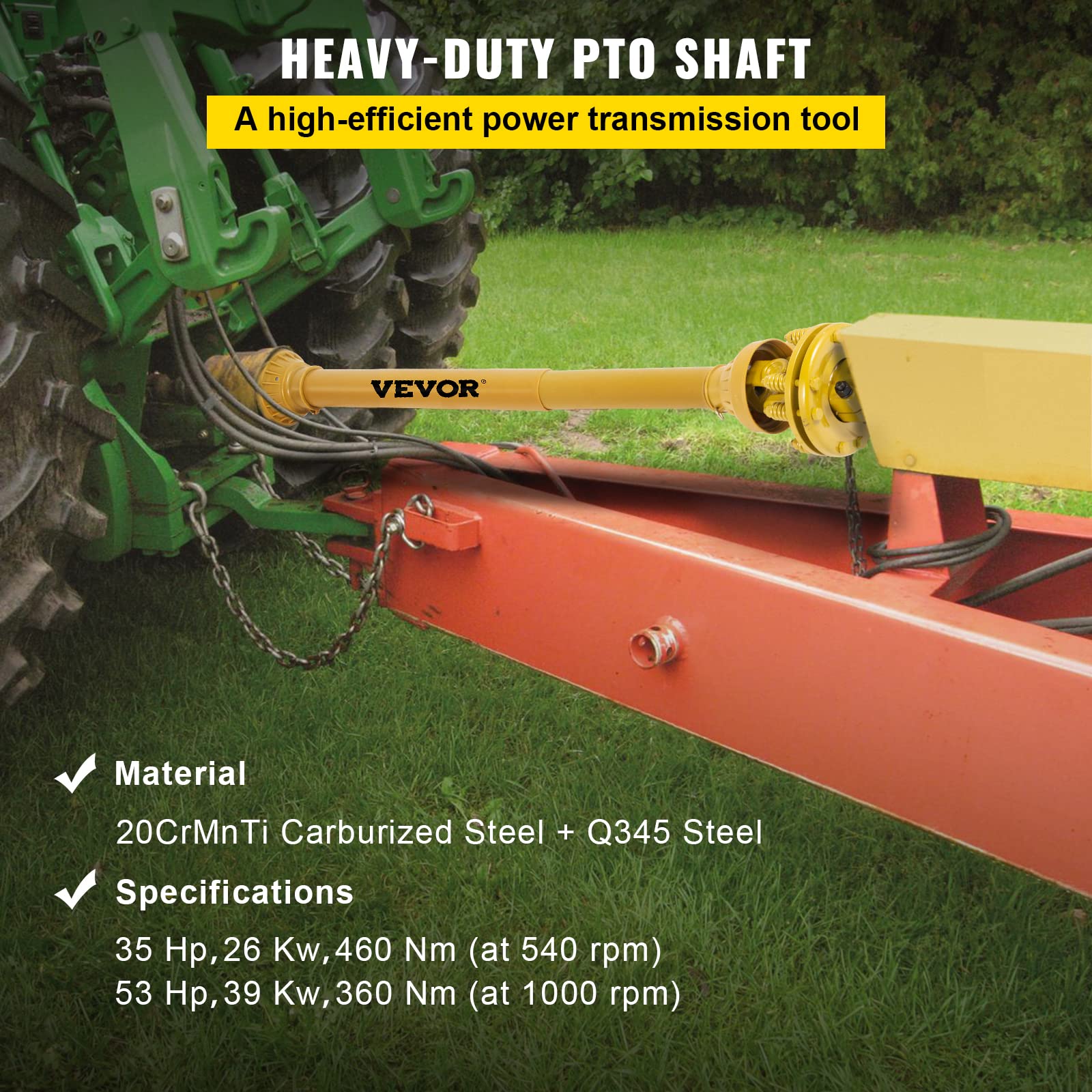 VEVOR slip clutch guards against shocks during heavy mowing.