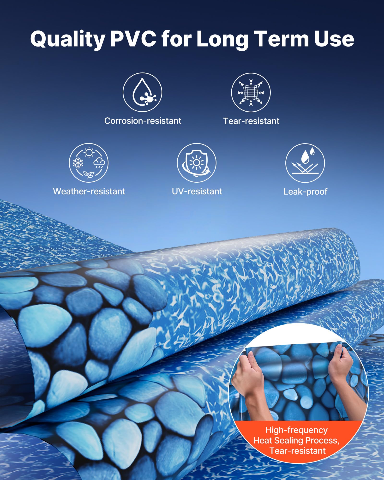 VEVOR round liner closeup showing smooth surface for easy cleaning.