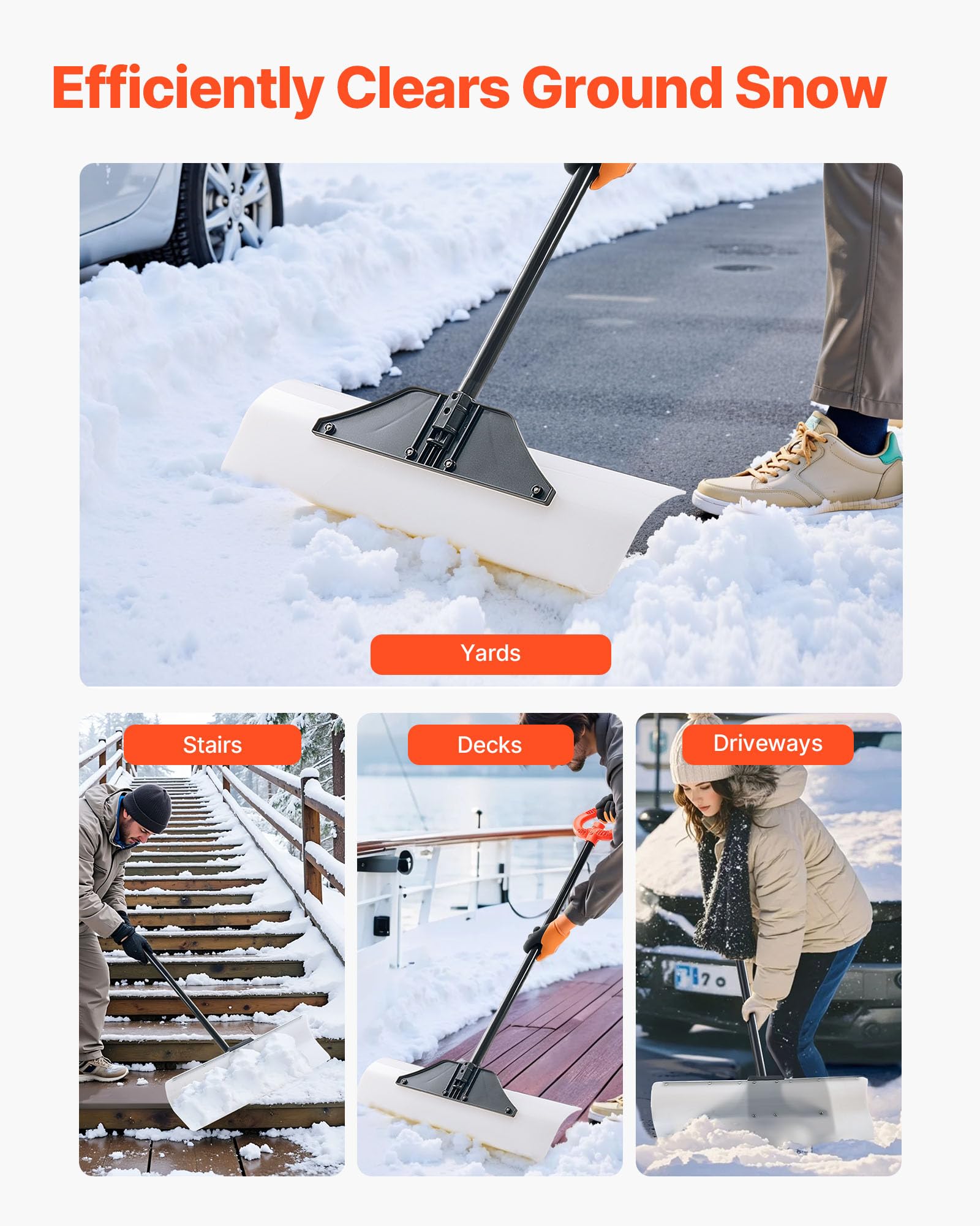 VEVOR Snow Pusher metal edge reinforcement protects against bending