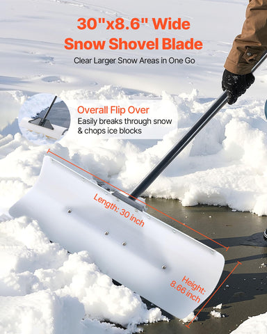 VEVOR Snow Pusher segmented handle for compact storage and adjustable reach