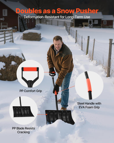 VEVOR shovel with EVA non-slip pad and screw fastening for stable control.