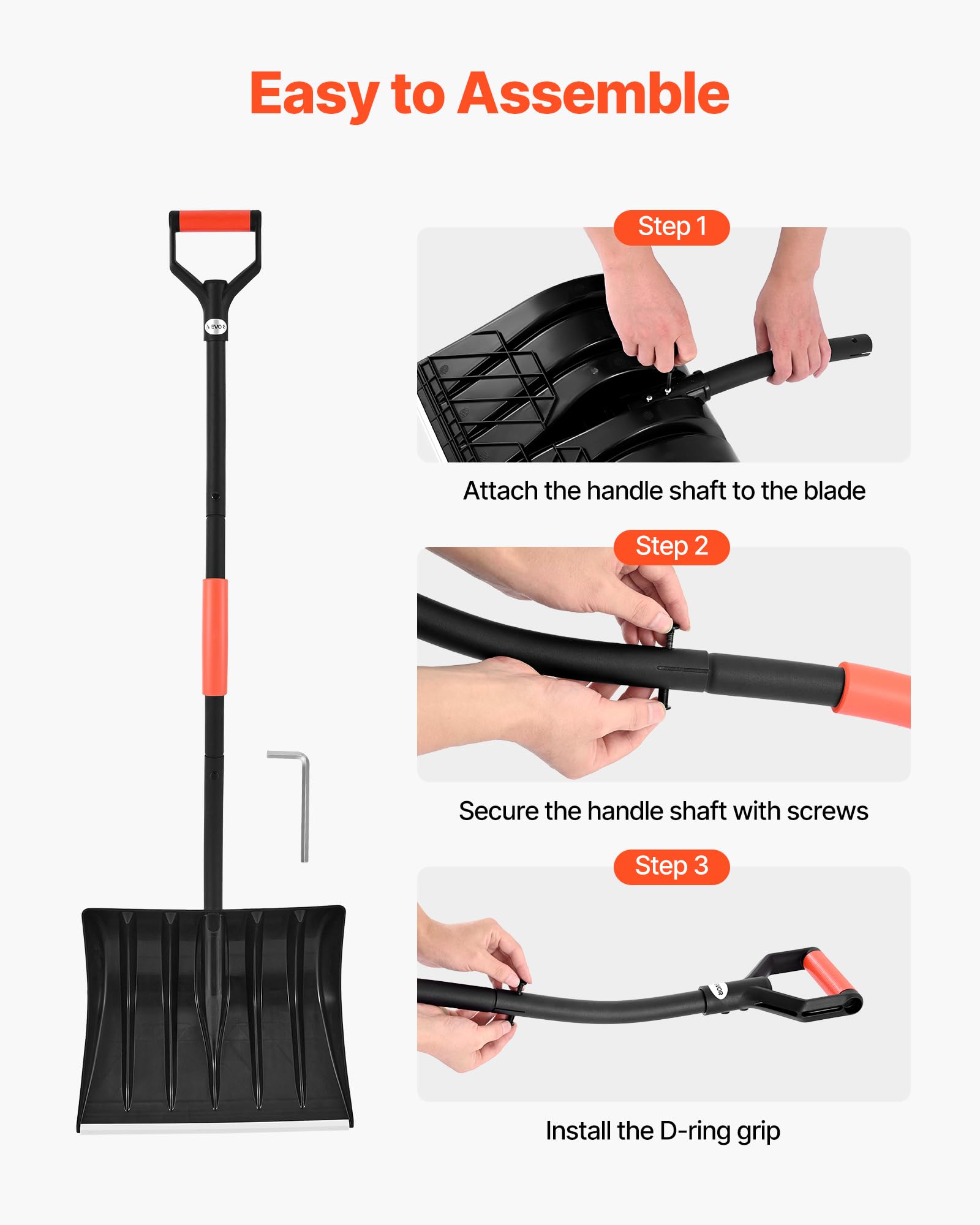 Sturdy PP shovel head on VEVOR resists frost and deformation for long-term use.