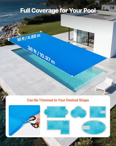 VEVOR bubble-design surface enhances solar absorption for warmer daytime water.
