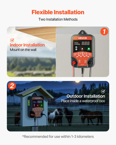 VEVOR solar power option supporting off‑grid fence operation