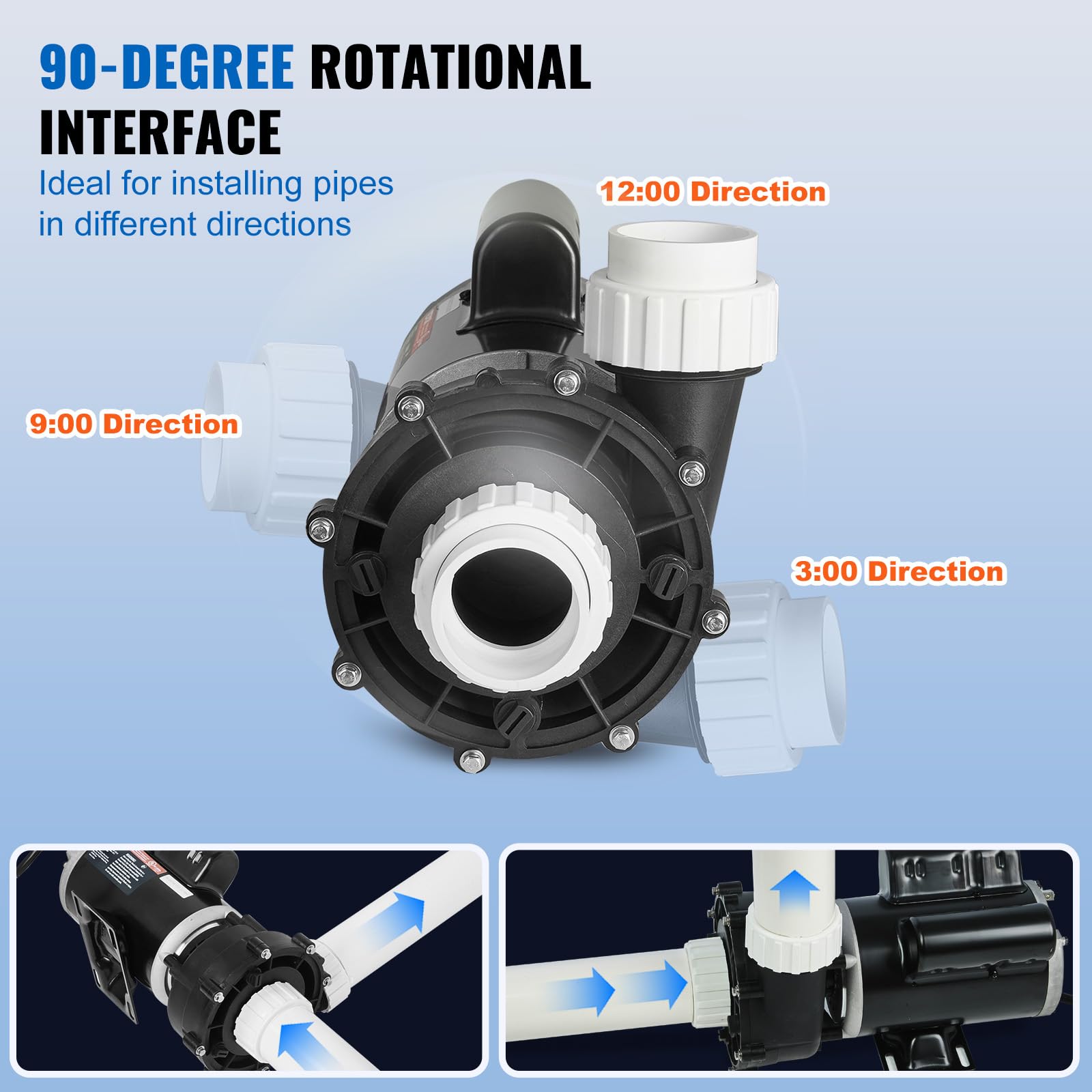 VEVOR spa pump with TI thermal protection guards against overheating.