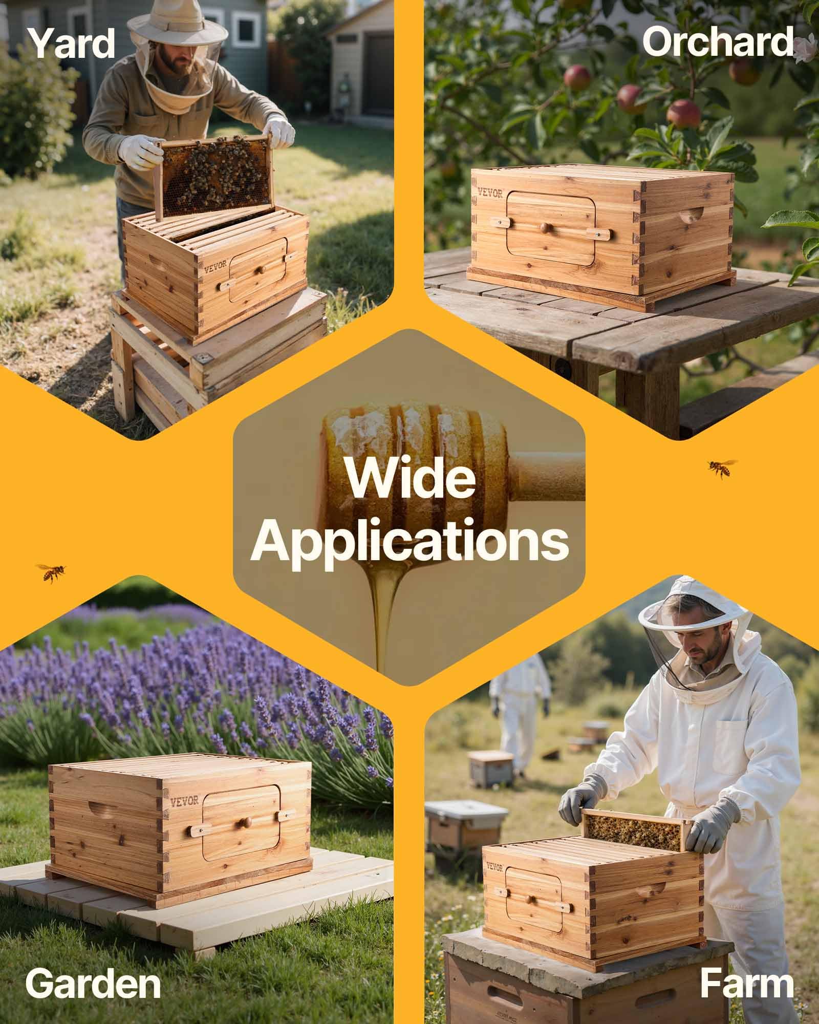 VEVOR spacious 10-frame deep hive ready for expansion