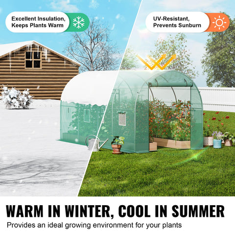 VEVOR spacious interior walk-in layout for easy plant care and shelving