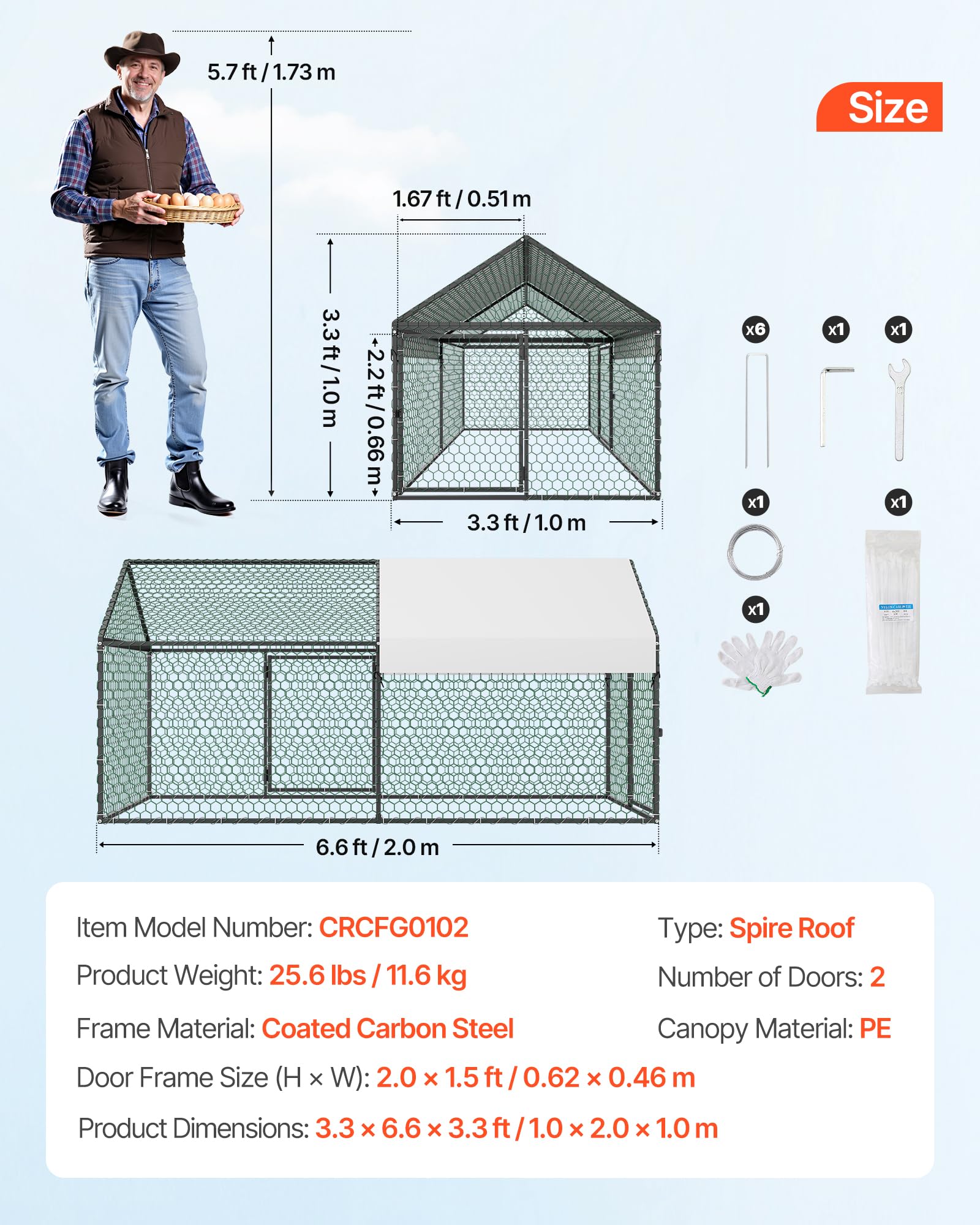VEVOR spire-roof poultry coop, weather-shedding design.