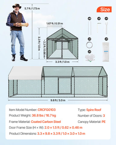VEVOR spire roof and waterproof tarp protect birds from rain.