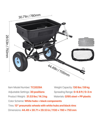 VEVOR all-season spreader for seed, fertilizer, and ice melt