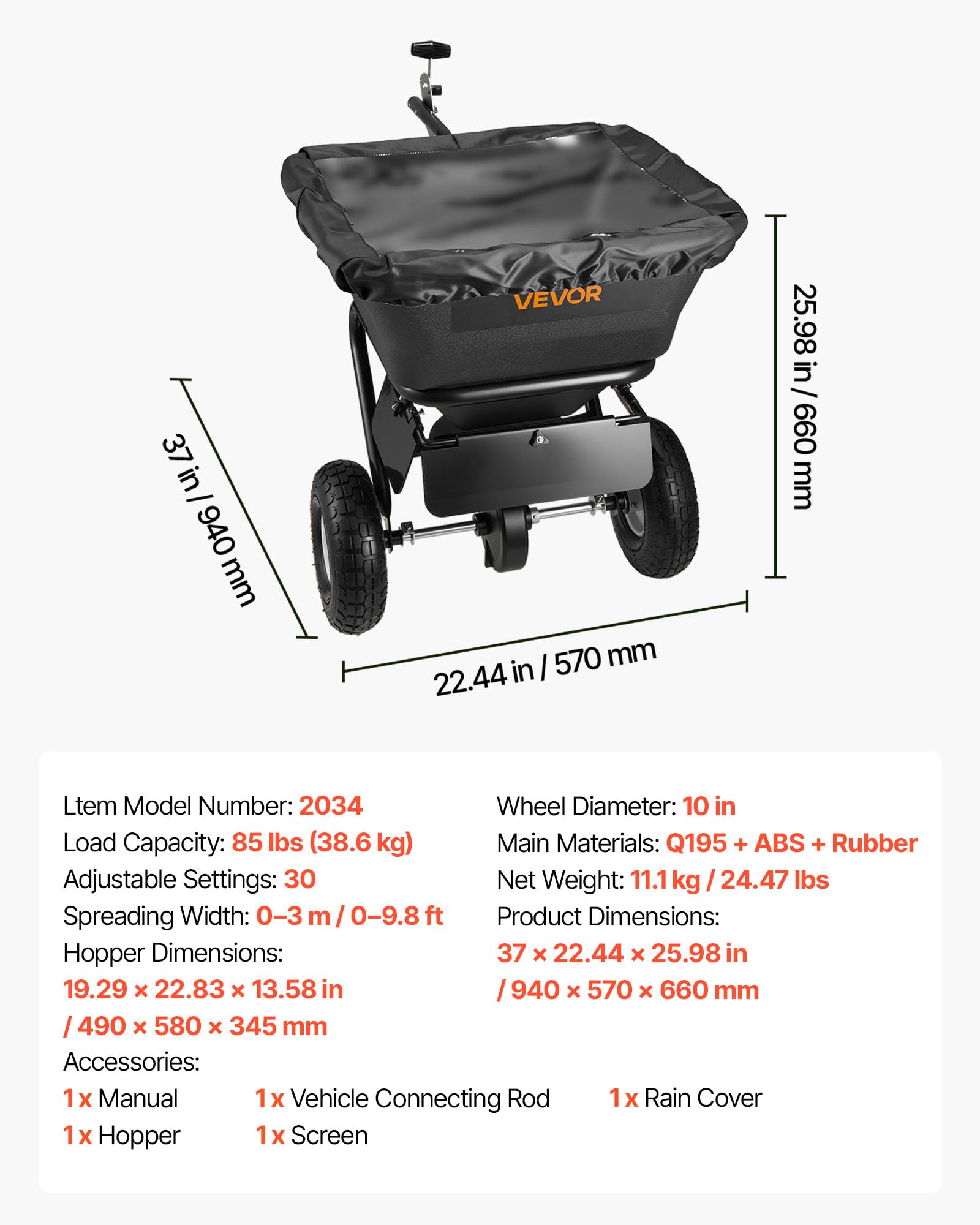 VEVOR UV-resistant hopper remains protected during sun exposure