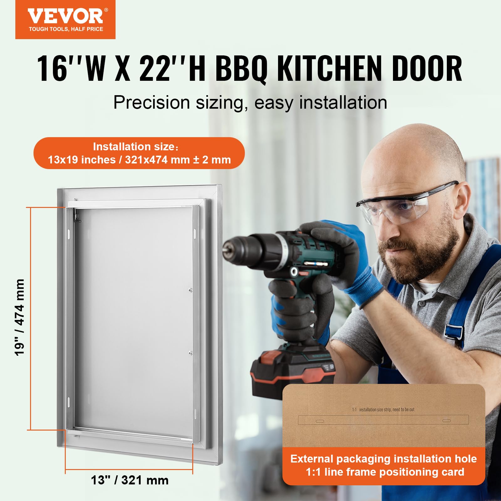VEVOR stainless steel access door resists rust for rugged outdoor kitchens