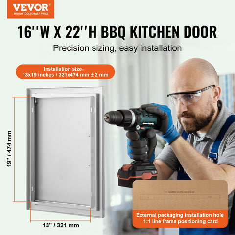 VEVOR stainless steel access door resists rust for rugged outdoor kitchens