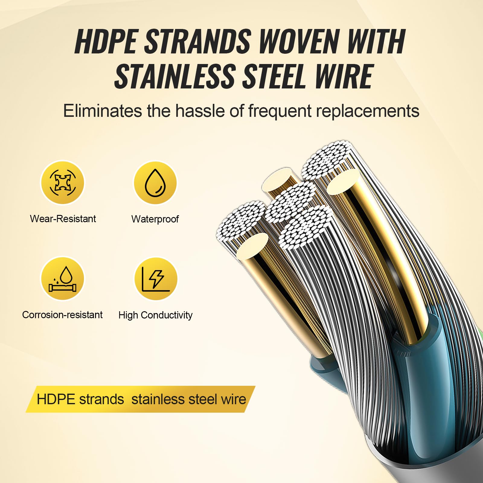 VEVOR six-strand stainless steel wire offers reliable conductivity for quick pulses