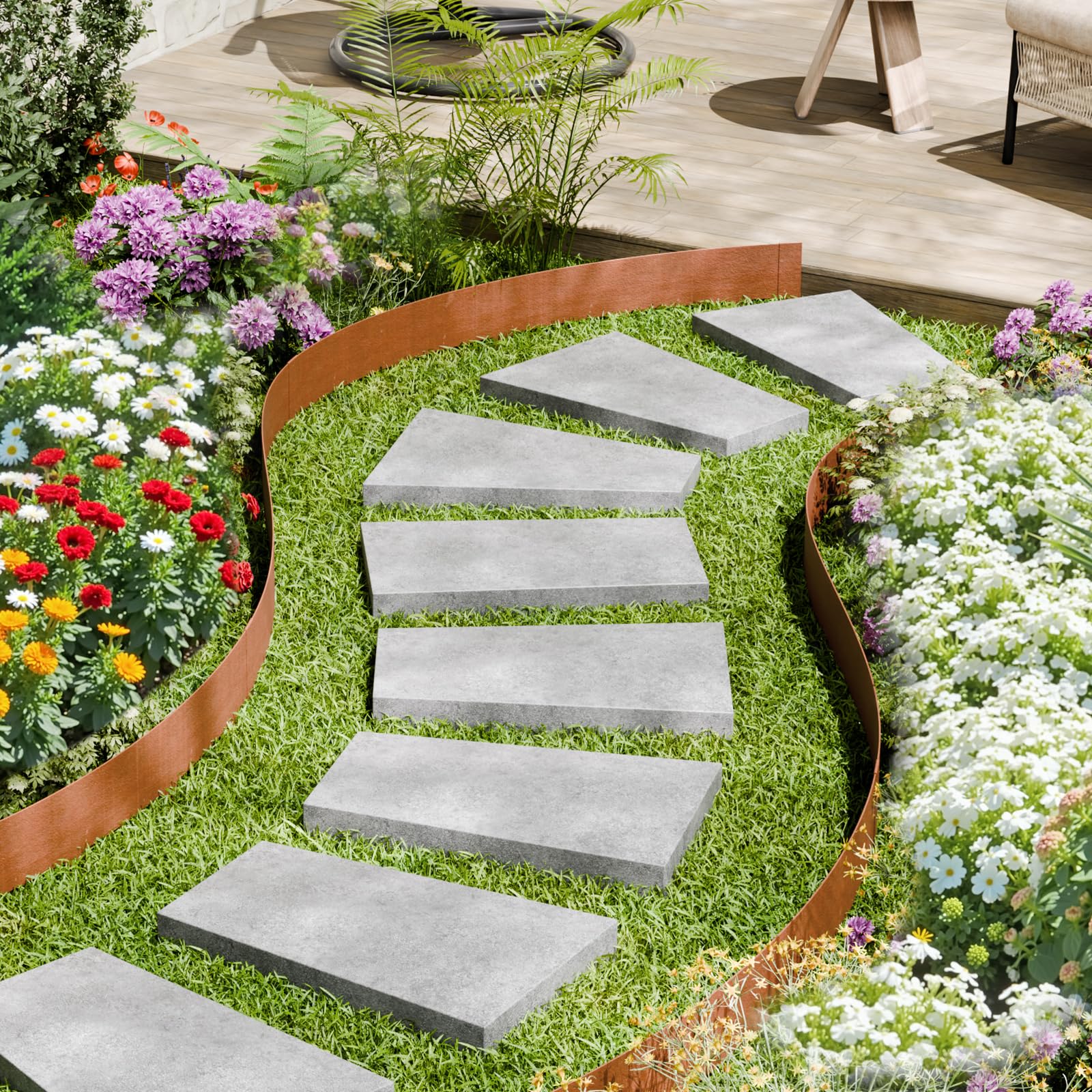 VEVOR steel edging versatility supports borders and pathways
