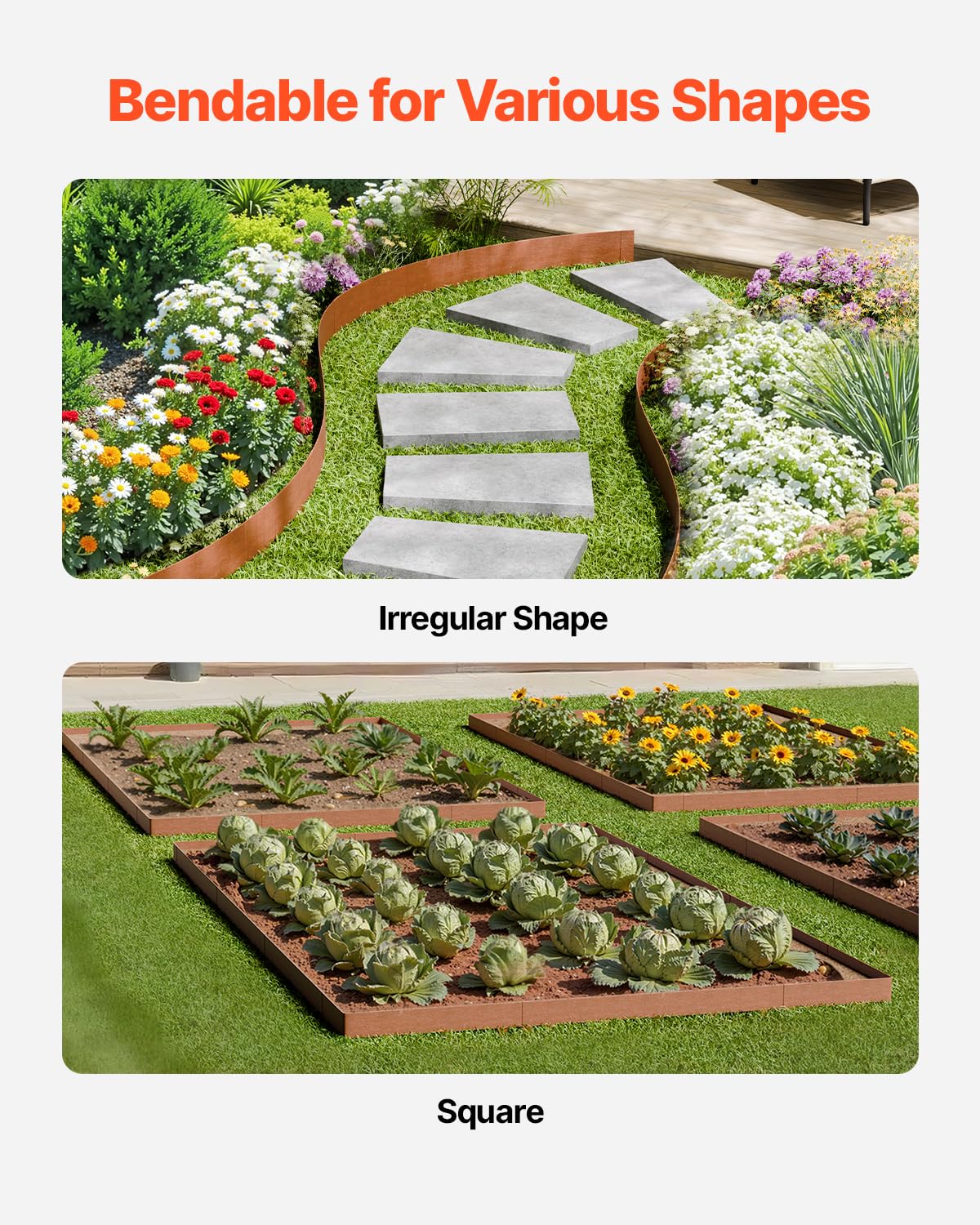 VEVOR steel edging versatile for borders, walkways, and planting beds
