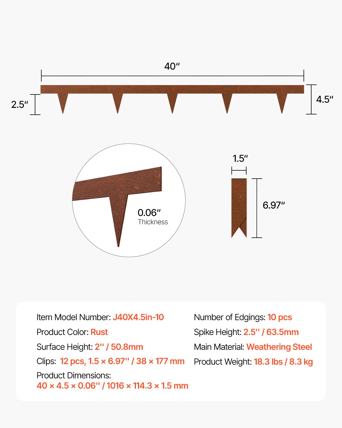VEVOR steel edging compatible with easy-clips for secure connections