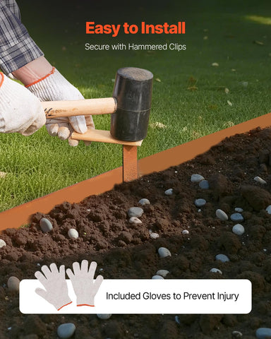 VEVOR steel edging extended spike design eases ground penetration