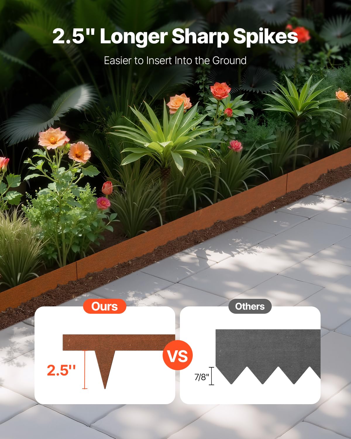 VEVOR steel edging flexibly bends to fit curved garden borders