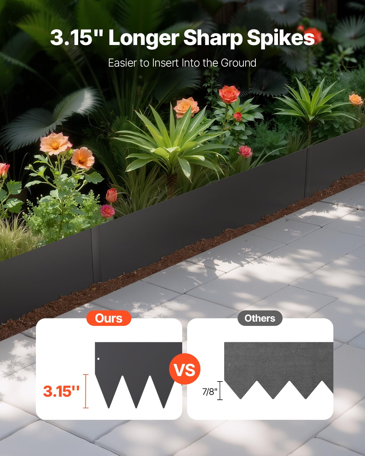 VEVOR Steel Landscape Edging flexible bendable layout ideal for creating custom garden shapes.