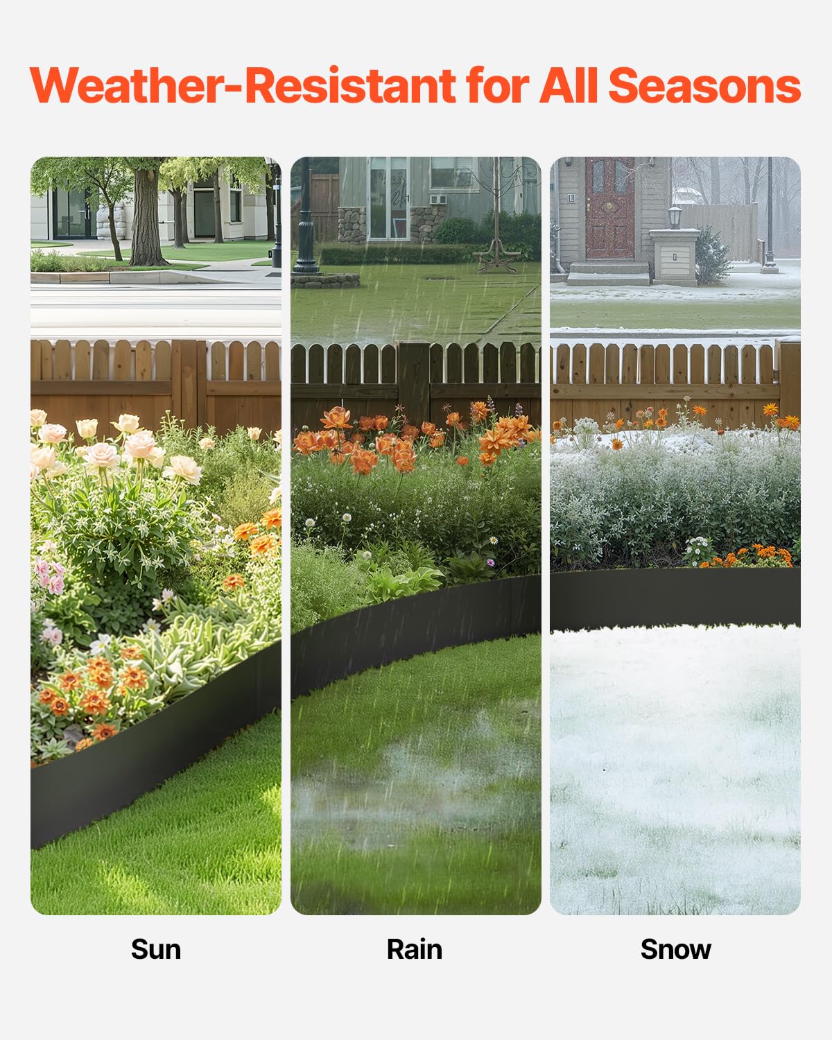 VEVOR steel edging being driven into soil for quick installation