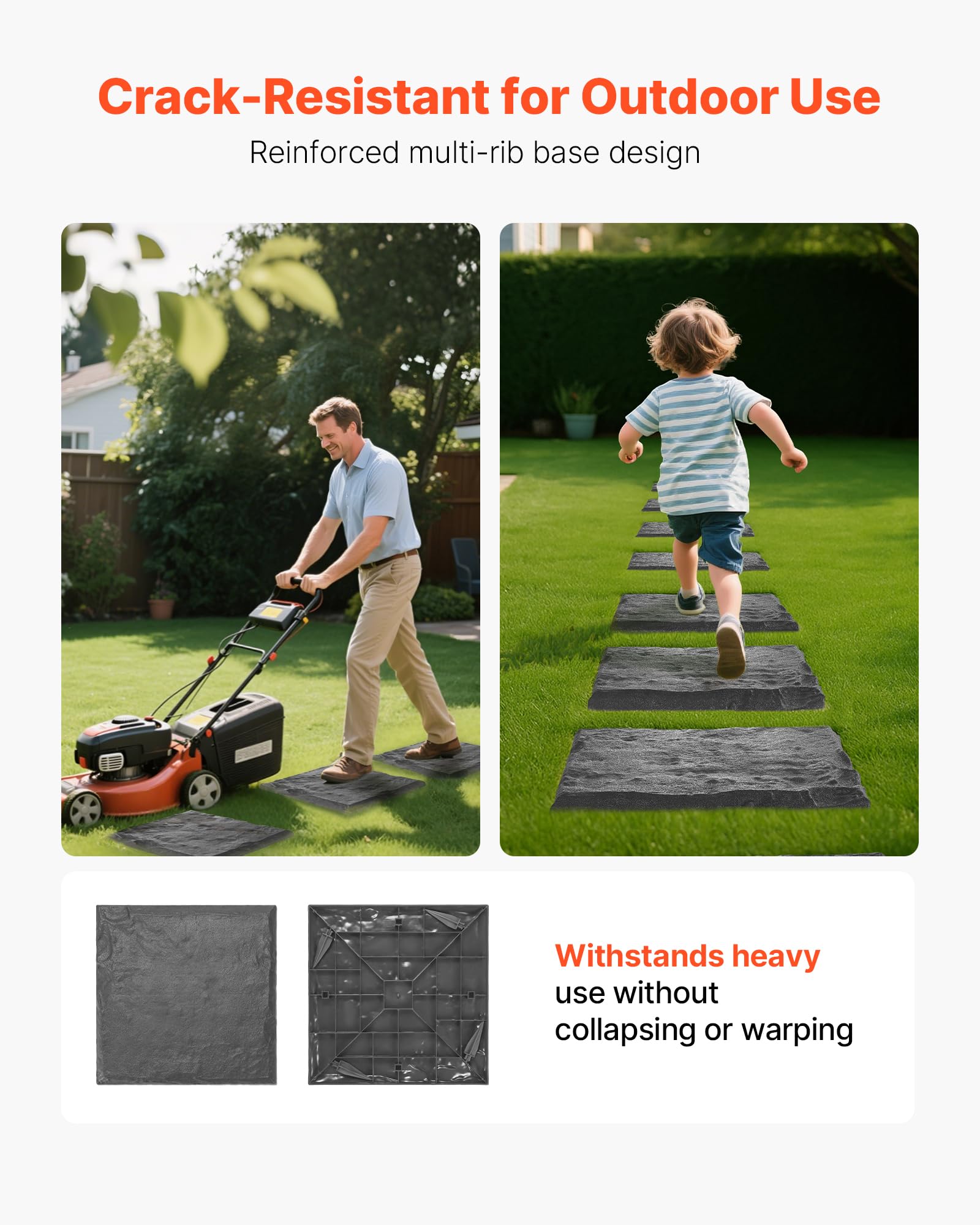 VEVOR's textured surface mimics natural stone without the heavy weight.