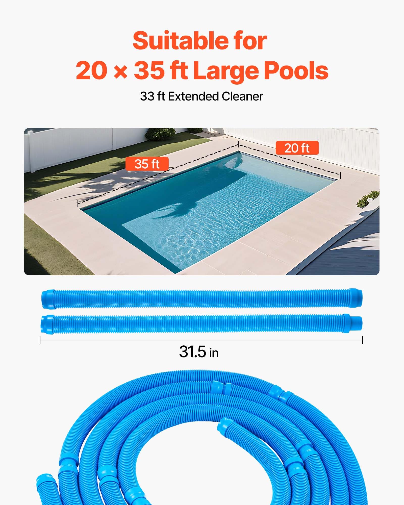 VEVOR suction pool cleaner bottom cleaning view highlighting debris removal along the floor