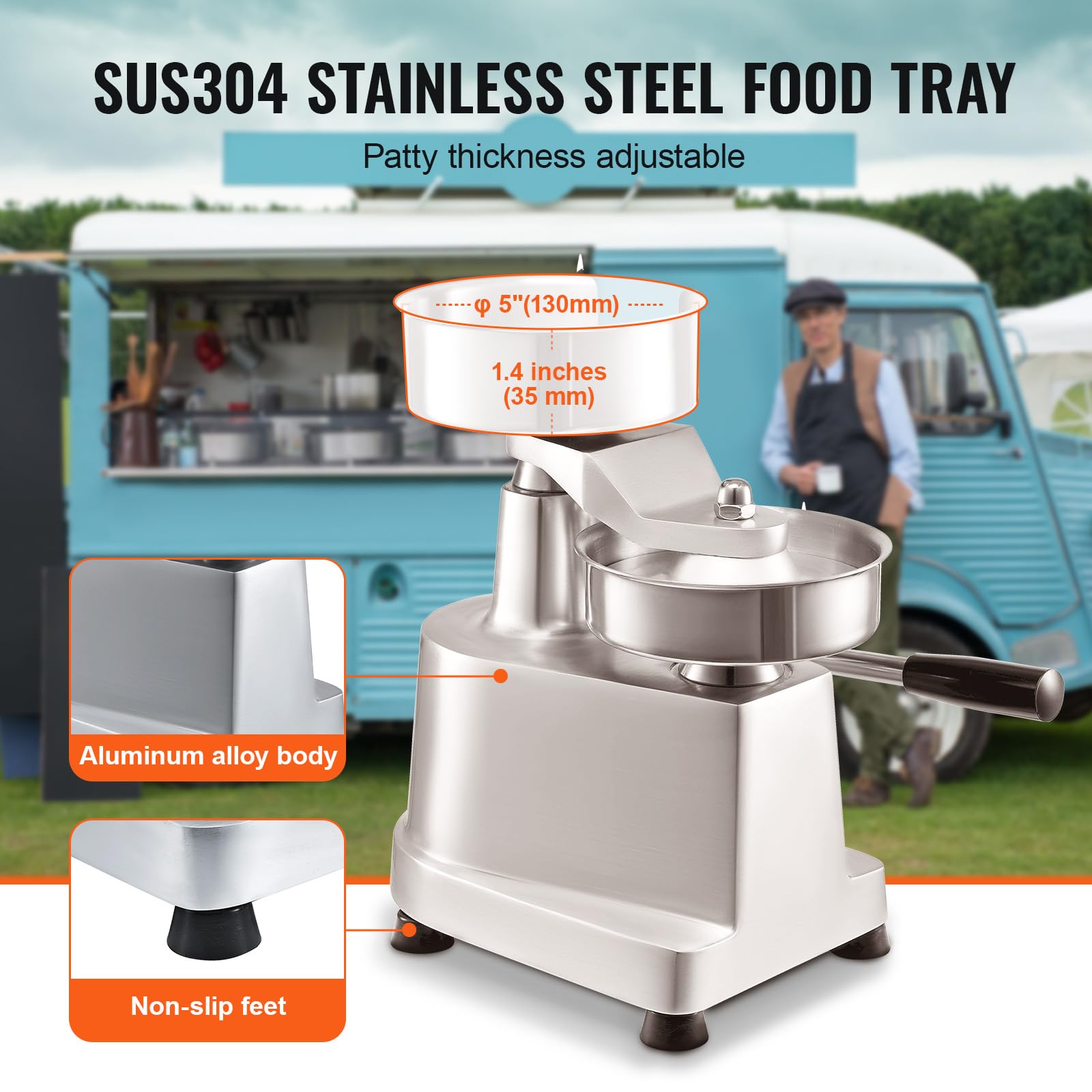 VEVOR SUS304 stainless steel tray resists rust and cleans easily.