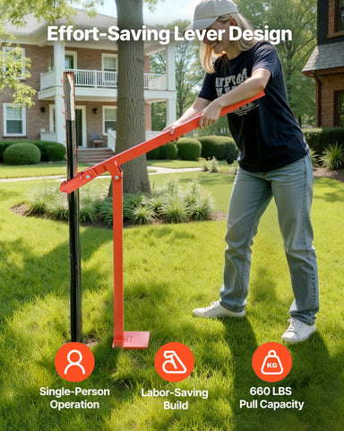 VEVOR T Post Puller stable base provides balanced pulling on uneven ground