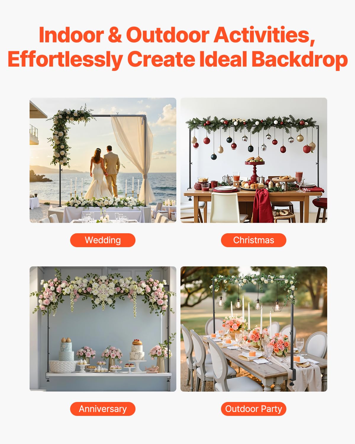VEVOR table arch frame in use at a wedding decor scene