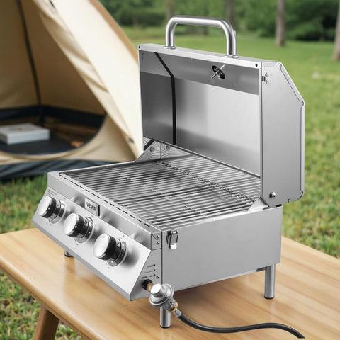 VEVOR Tabletop Gas Grill grease-shield-oil-tray makes cleanup easier after grilling