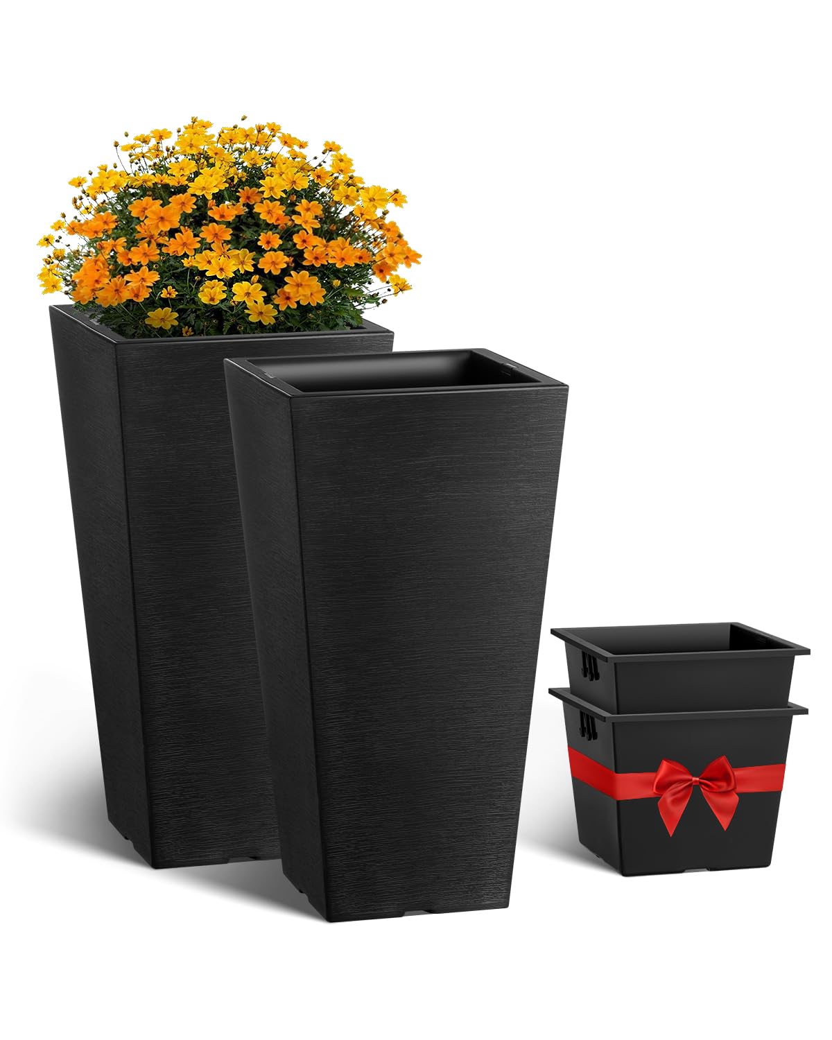 VEVOR tall outdoor planter front view showing durable PP material and built-in drainage.