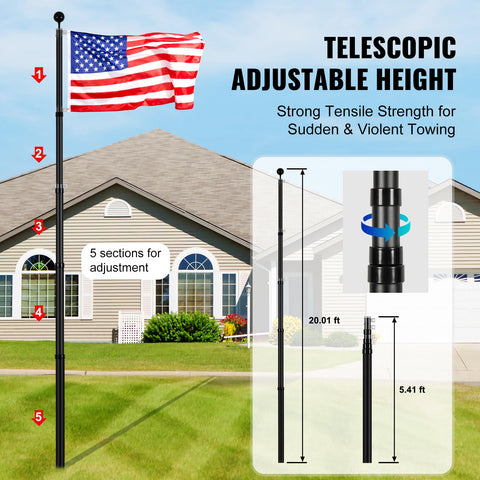 VEVOR telescoping mechanism with twist-lock for secure height adjustment.