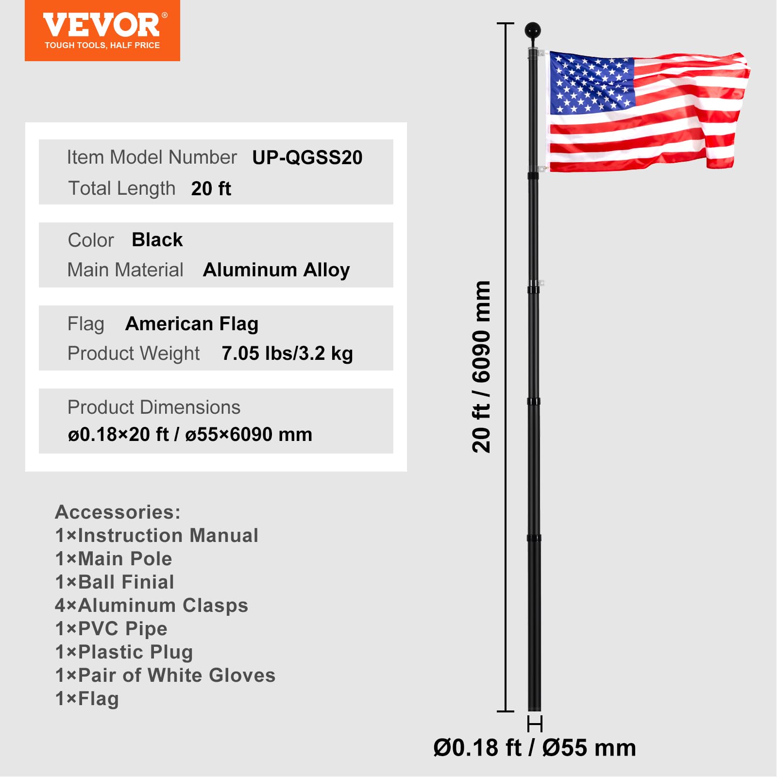 VEVOR telescopic twist-lock system ensures stable height during display.