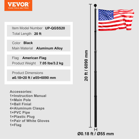 VEVOR telescopic twist-lock system ensures stable height during display.