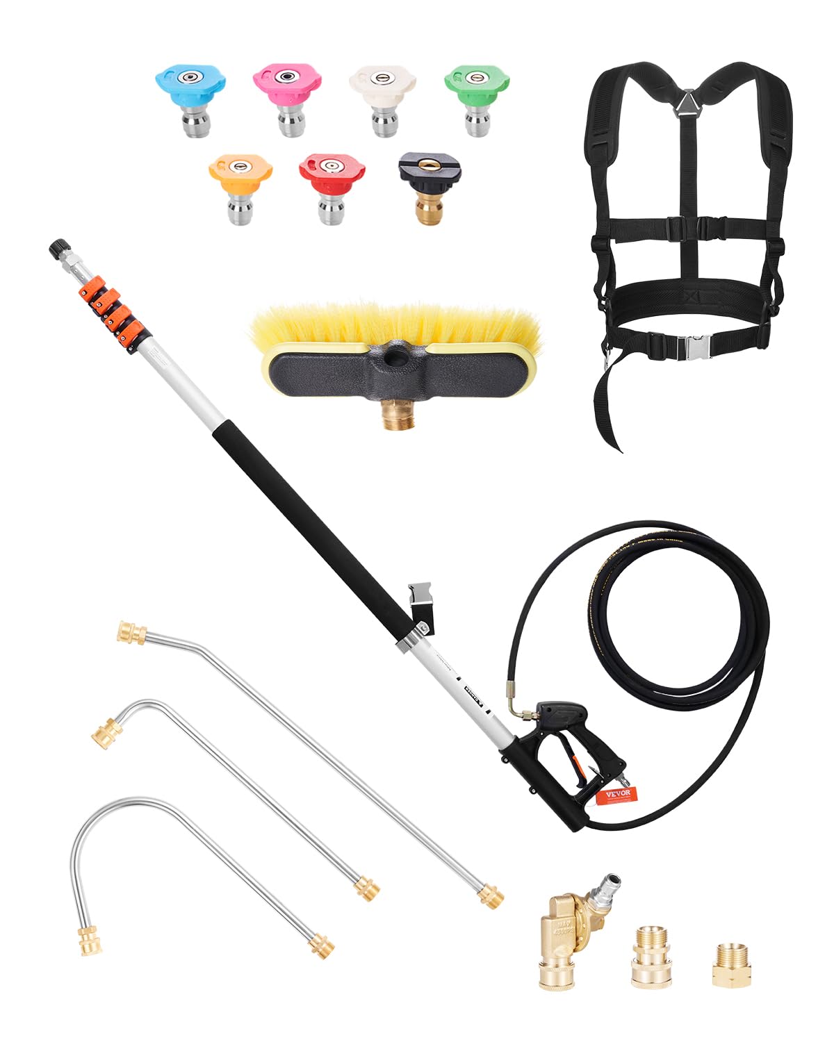VEVOR telescoping wand extended to reach high gutters and walls for cleaning