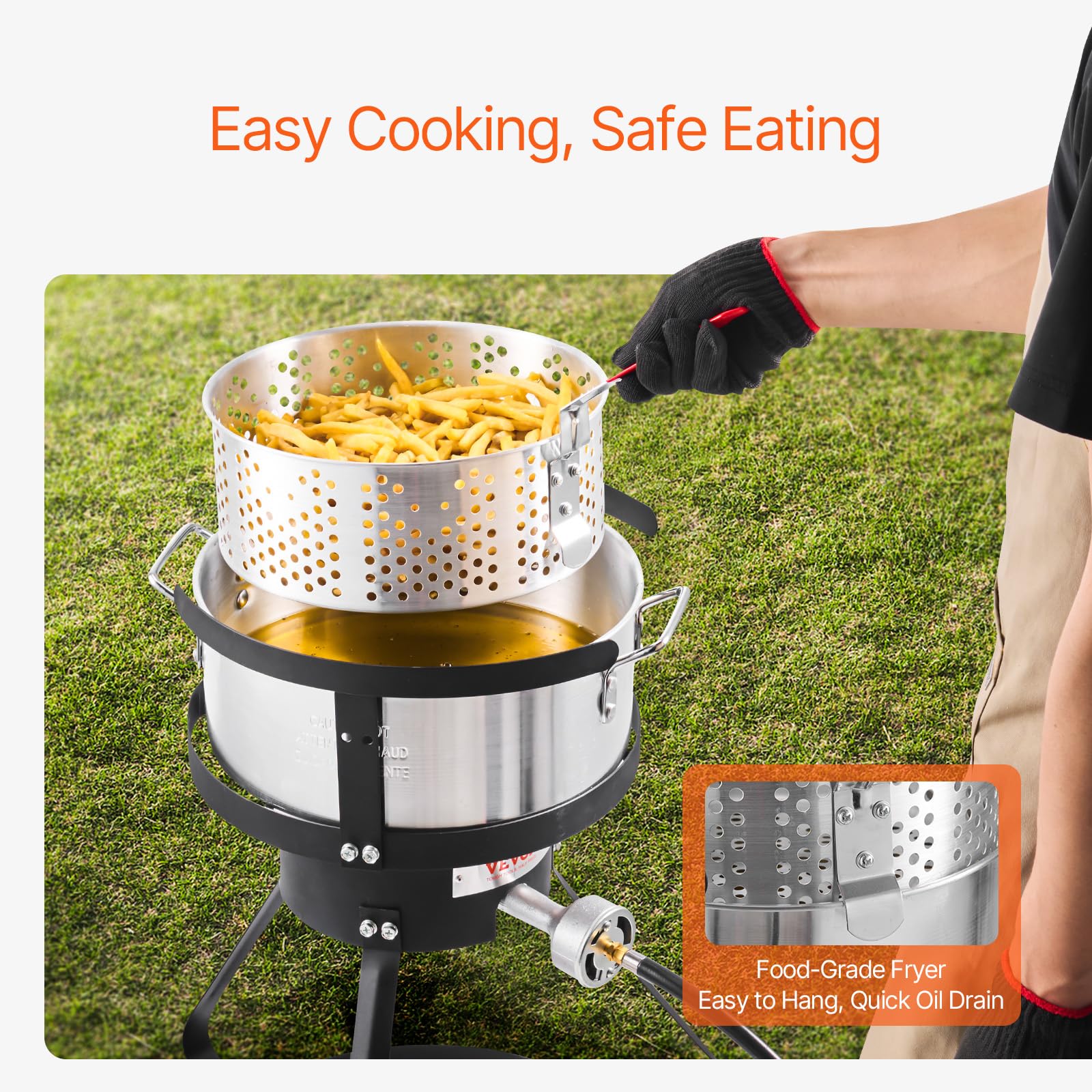 VEVOR thermometer shows real-time oil temperature for precision frying