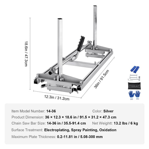 VEVOR 0.2 to 11.81 inch thickness range for versatile milling